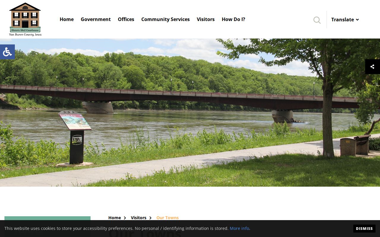 Official Van Buren County page listing incorporated towns